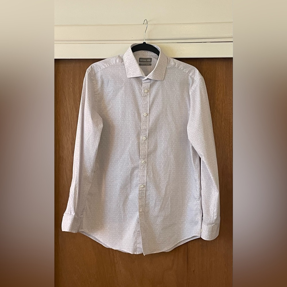 Michael Kors White Patterned Dress Shirt